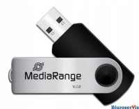 Pami Pendrive MediaRange 16GB USB 2.0, obracany, srebrno-czarny, MR910