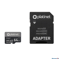 Karta pamici Micro SDhc + adapter 64GB class10 UIII A1 90MB/s Platinet PMMSDX64UI
