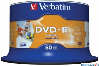 PYTA DVD-R VERBATIM CAKE(50)PRINTABLE NADRUK WIDE 4.7GB X16 43533