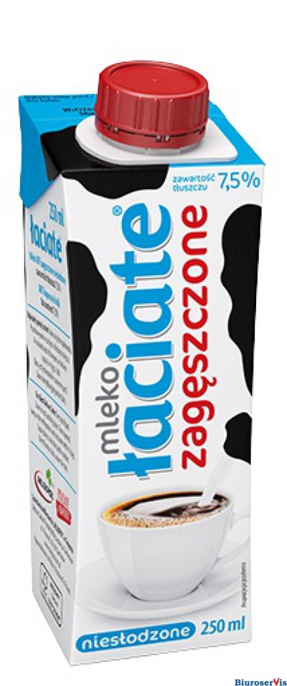 Mleko ŁACIATE UHT 7,5% zagęszczone niesłodzone 250 ml, GNK0560