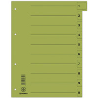 Przekadka DONAU, karton, A4, 235x300mm, 0-9, 1 karta z perforacj, zielona