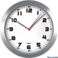 Zegar ścienny aluminiowy 29, 5cm srebrny z białą tarczą MPM E01.2482.7000