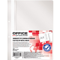 Skoroszyt OFFICE PRODUCTS, PP, A4, 2 otwory, 100/170mikr., wpinany, biay