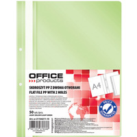 Skoroszyt OFFICE PRODUCTS, PP, A4, 2 otwory, 100/170mikr., wpinany, jasnozielony