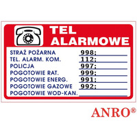 Tabliczka TELEFONY ALARMOWE ZZ-94P 150x200 ANPRO