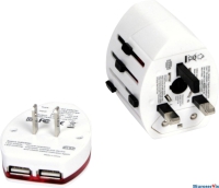 Adapter gniazdka UK USA EUR CHN 2 x USB Platinet biały OTRA2