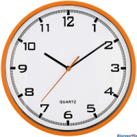 Zegar ścienny plastikowy 25, 5 cm, pomarańcz.z białą tarczą MPM E01.2478.60.A