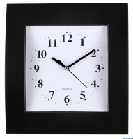 Zegar ścienny plastikowy 25, 5x28, 5cm, czarny z białą tarczą, MPM E01.2499.90