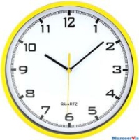 Zegar ścienny plastikowy 25, 5 cm, żółty z białą tarczą MPM E01.2478.10.A