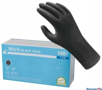 Rkawice medyczne nitrylowe czarne rozmiar M (100szt) 8%VAT