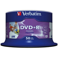 Pyta DVD+R VERBATIM 43512 16x 4, 7GB (50)t cake AZO Wide Inkjet Printable