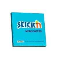 Notes Samoprzylepny 76mm x76mm Stickn, niebieski neon