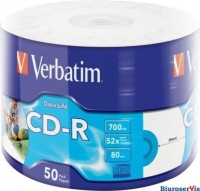 Płyta CD-R VERBATIM (50) 700MB 52x wrap INKJET PRINTABLE 43794
