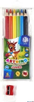 Kredki owkowe Astrino trjktne 6 kolorw w drewnie + temperwka ASTRA, 312115003