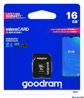 Pamięć MicroSD GOODRAM 16GB MicroSDHC CL10 UHS I + adapter M1AA-0160R12