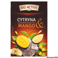 Herbata BIG-ACTIVE Cytryna & Mango 20 torebek/40g czarna z kawałkami owoców